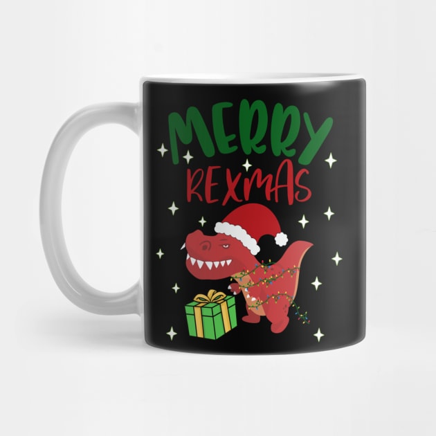 Funny Merry Rexmas TRex Cute Christmas Hat Merry Xmas by alcoshirts